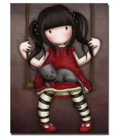  Girl Gorjuss: Die Schaukel und die Katze Diamond Painting Gorjuss