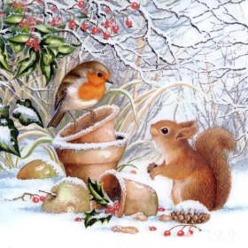  Eichhörnchen und Vogel Diamond Painting Tiere