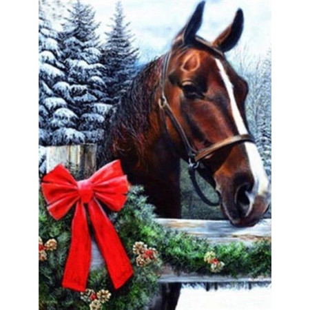 Paard: Kerstmis in de stal Diamond Painting Paarden