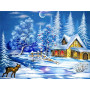  Landscape: Deer in the Moonlight Diamond Painting Mountains