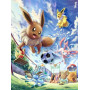 Eevee and evolutions diamond painting playing soccer under blue sky