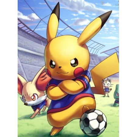 Diamond painting Pikachu capitaine football strass brillants toile terminée