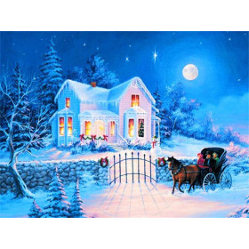  La Veillée de Noël Diamond Painting Montagnes