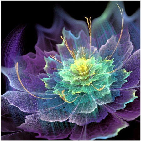 Fleur de Lumière Éthérée Diamond Painting Abstrait