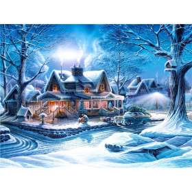  Landschaft: Das Weihnachtsdorf Diamond Painting Berge