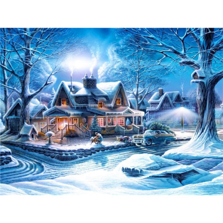  Landschaft: Das Weihnachtsdorf Diamond Painting Berge