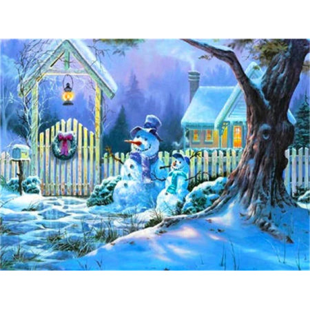  Landschaft: Der Schneemann Diamond Painting Berge