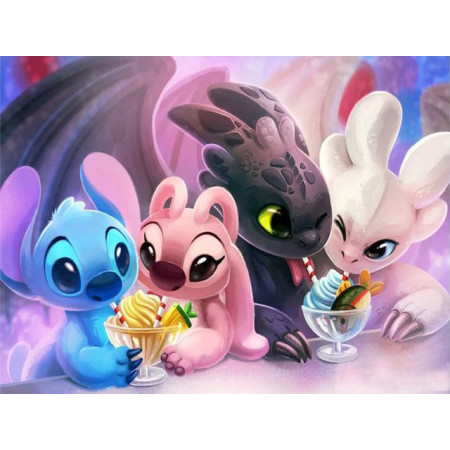  Stitch & Krokmou: Dubbele date Diamond Painting Disney