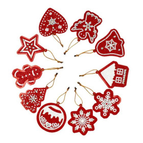  Set van 10 Kerstboomhangers 3 Diamond Painting Kerstmis