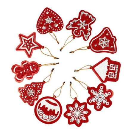  10er Set Weihnachtsbaum-Anhänger 3 Diamond Painting Weihnachten