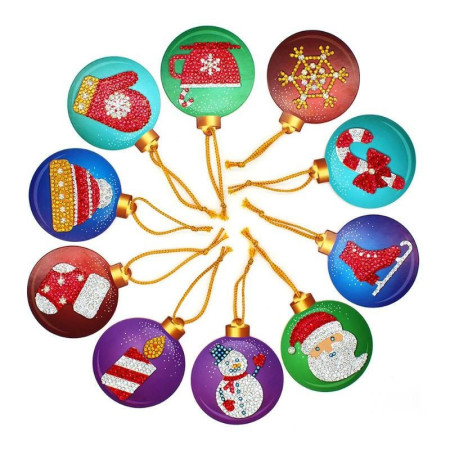  Lot 10 Pendentifs Pour Sapin Noël 1 Diamond Painting Noël