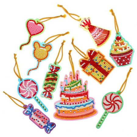 Lot 10 Pendentifs Pour Sapin Noël Diamond Painting Noël