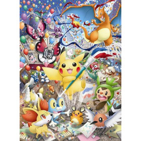 Feestelijke Pikachu diamant schilderij met glinsterende steentjes en kleurrijke Pokémon