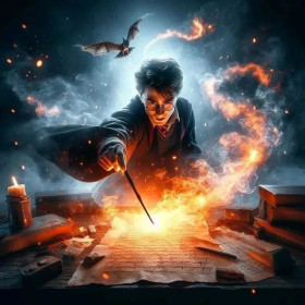 De studie van spreuken Diamond Painting Harry Potter
