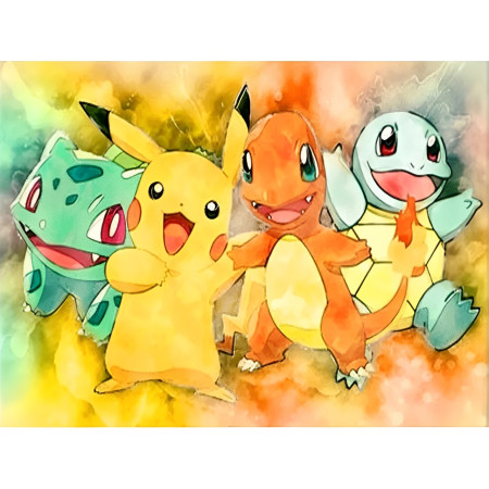 Diamond painting kit Diamond Painting Pokémon Le Quatuor de Kanto Aquarelle sparkling rhinestones on canvas