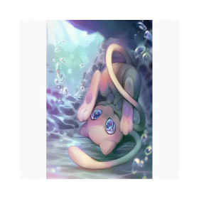 Pokémon Mew aquatisch diamond painting met glinsterende steentjes en bubbels