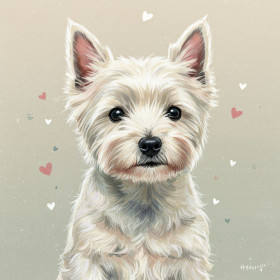  Dog: Il piccolo cuore bianco Diamond Painting Cani