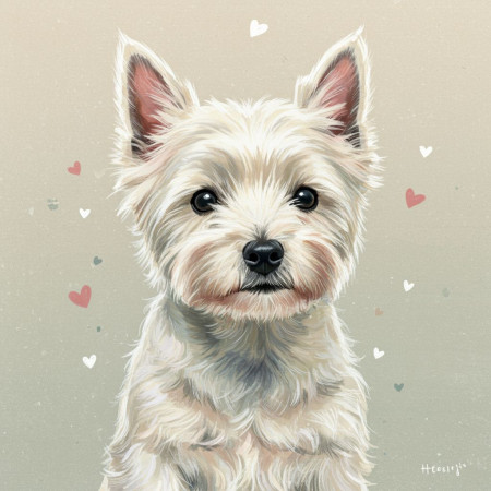 Dog: The Little White Heart Diamond Painting Dogs