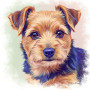  Portrait du Petit Terrier Diamond Painting Chiens