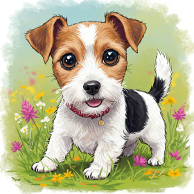  Hund: Freude auf der Wiese Diamond Painting Hunde