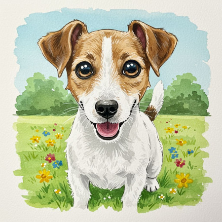  Hond: Geluk in aquarel Diamond Painting Honden