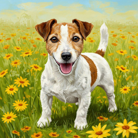  Dog: La felicità è nel prato Diamond Painting Cani