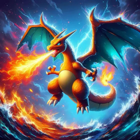  Dracaufeu Furie Élémentaire Diamond Painting Pokémon