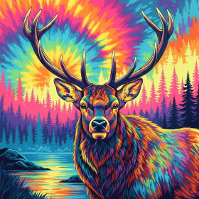  Cerf Esprit Tie-Dye Diamond Painting Élans