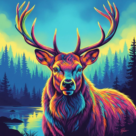 kopie van  Deer Spirit Tie-Dye Diamond Painting Elanden