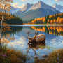  Cervo al lago autunnale Diamond Painting Alci