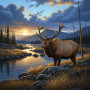  Deer by the Wild River Diamond Painting Moose