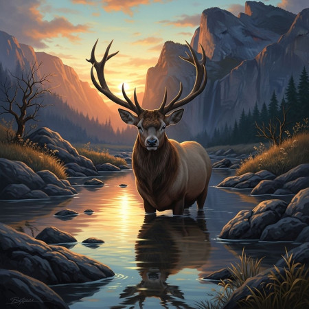  Cervo al Twilight Canyon Diamond Painting Alci