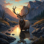  Cerf au Canyon du Crépuscule Diamond Painting Élans