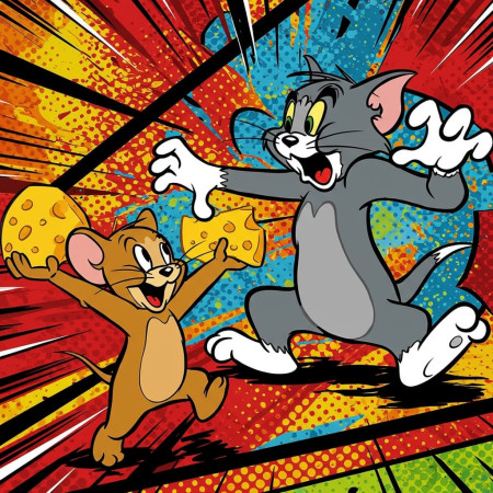  Tom & Jerry, Pop Art Chase Diamond Painting Tom en Jerry