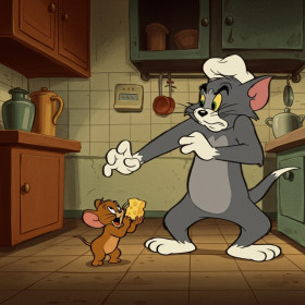  Tom Chef Cuisinier vs Jerry Diamond Painting Tom et Jerry