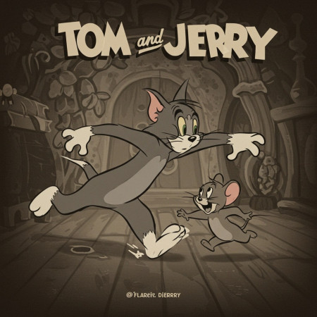  Tom & Jerry Vintage Poster Diamante Pittura Tom e Jerry
