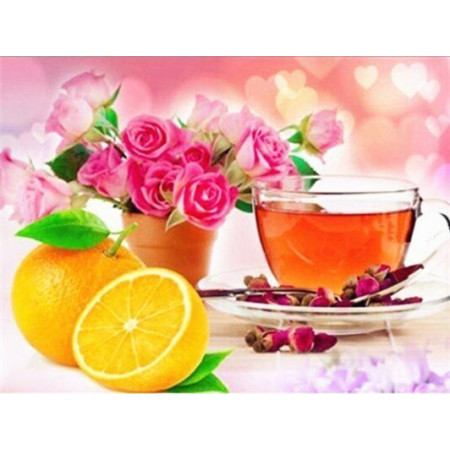  Sinaasappelen rozenthee Diamond Painting koffie thee