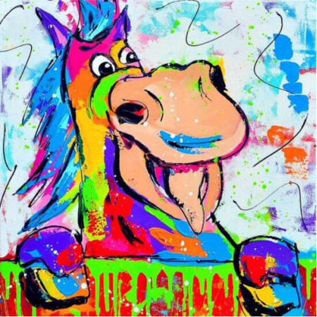  Cheval Pop Art Déjanté Broderie Diamants Vaches