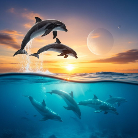  Das Ballett der Delfine Diamond Painting Fische