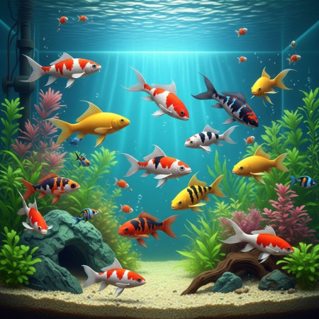 Pittura a diamante Acquario Koi Diamond Painting Pesci