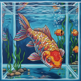  Regenboog Koi karper in aquarium Diamond Painting Vissen