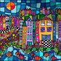 Stained Glass City with Fish Diamond Painting