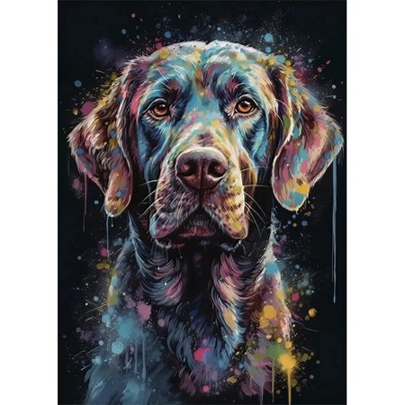 Retriever Noir et Éclats de Couleur
