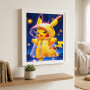 Pikachu, rennen in de regen - Diamantschilderij