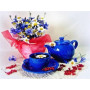  Blauwe theekop Diamond Painting koffie thee