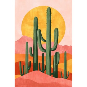 Désert de cactus saguaro et dunes roses
