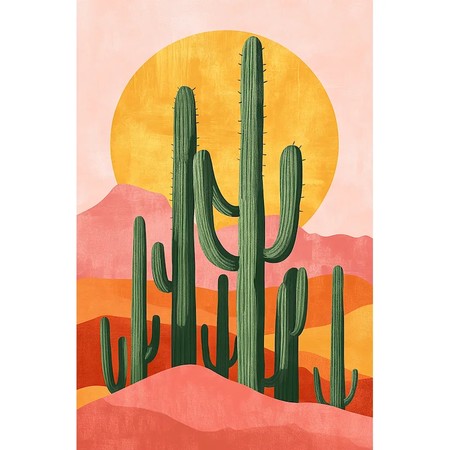 Désert de cactus saguaro et dunes roses