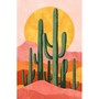 Désert de cactus saguaro et dunes roses