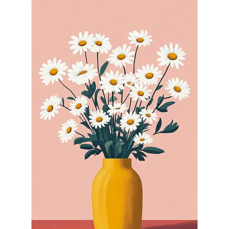 Grand bouquet de marguerites dans un vase jaune