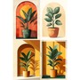 Collage de quatre plantes vertes en pots